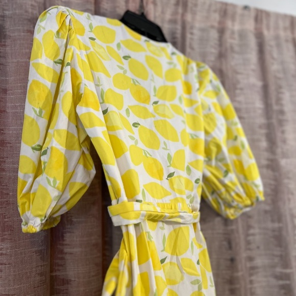 Anthropologie Lemon Print Wrap Midi Dress, NEW - Picture 6 of 14